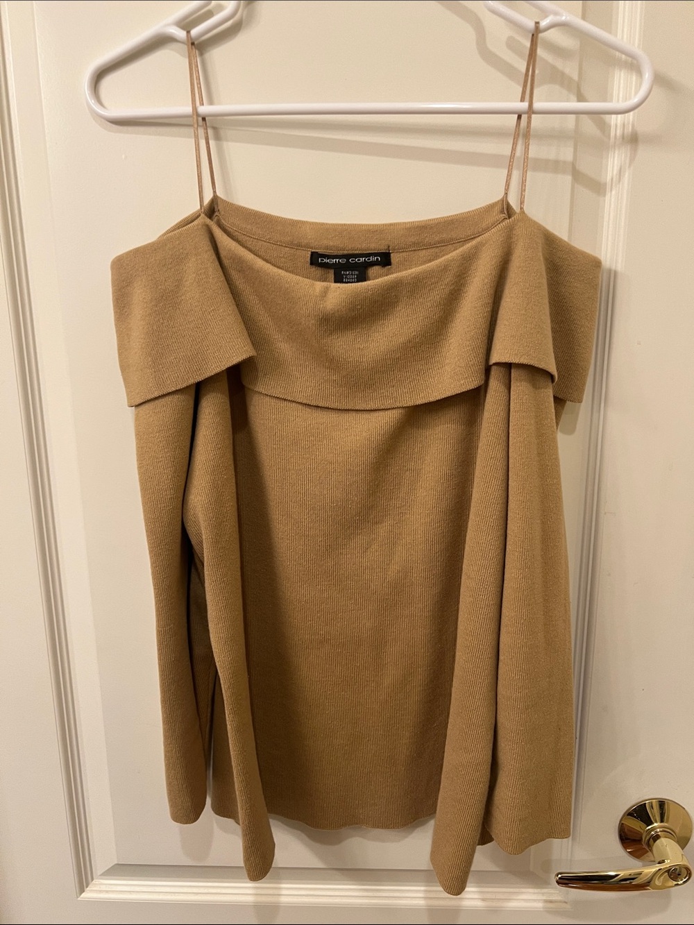 Pierre Cardin Camel Off-Shoulder Knit Top